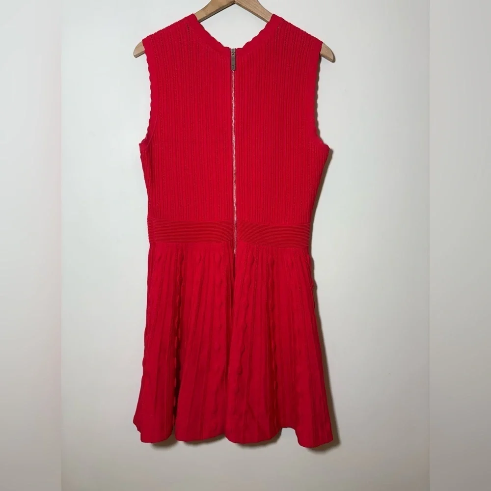 Ted Baker Kamylia Scalloped Knit Skater Dress Bright Red Sz 4